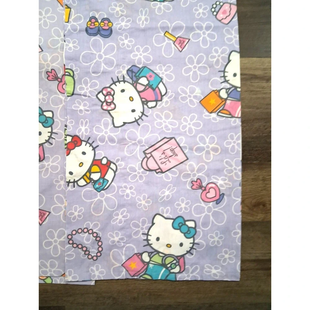 Y2K  2003 Hello Kitty Curtain Valances‎ Purple Flower Set of 2 Shopping Kawaii